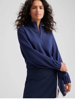NWT Peter Millar Women's Crown Sport Flora Knit Half-Zip Pullover Navy size L